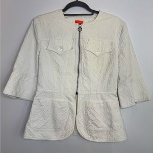 Bazar par Christian Lacroix White Y2K quilted texture o-ring Blazer